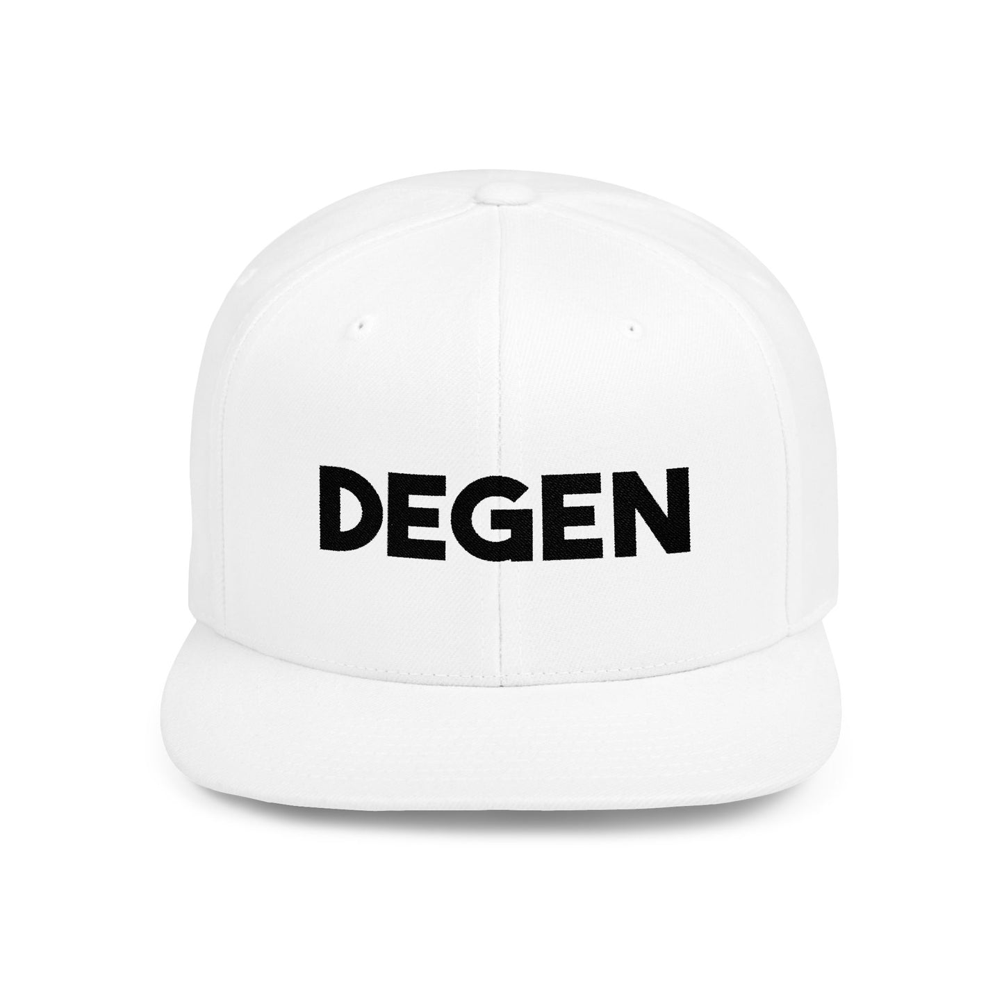 White DEGEN Snapback Flat Bill