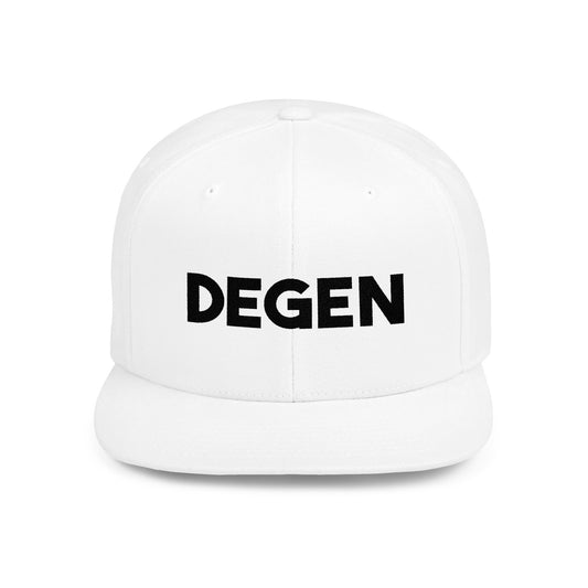 White DEGEN Snapback Flat Bill